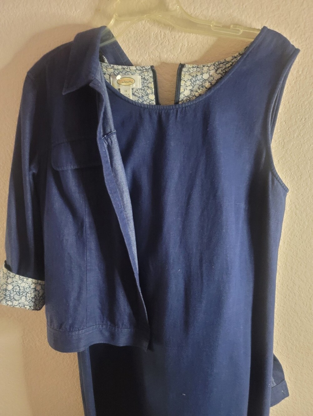 Talbots Navy Two-Piece Midi Sleeveless Dress and Jacket Set